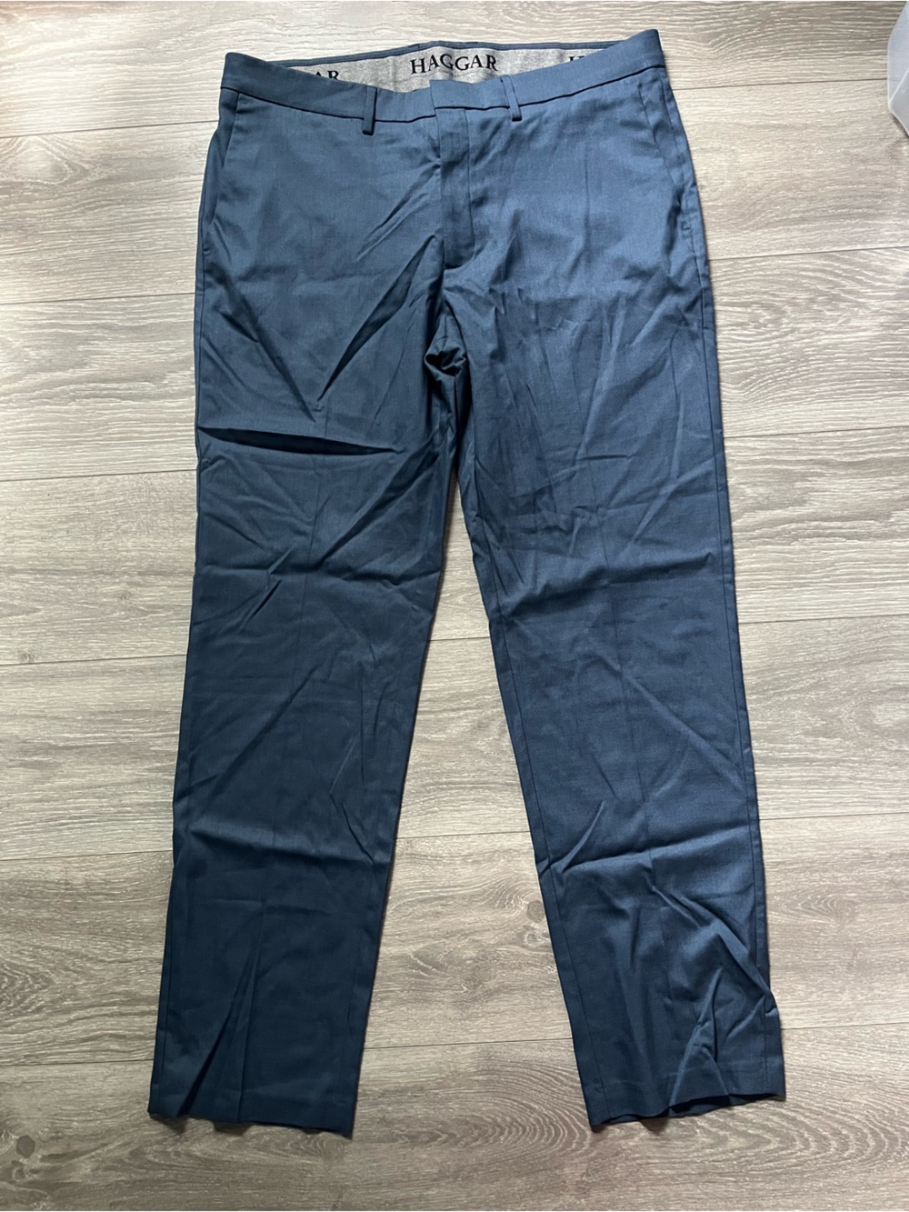 NEW Haggar Blue Straight Leg Business Casual Trouser Slacks Pants Size 36” x 32”